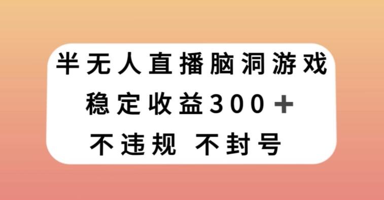 半无人直播脑洞小游戏，每天收入300+，保姆式教学小白轻松上手【揭秘】-泱泱学习社