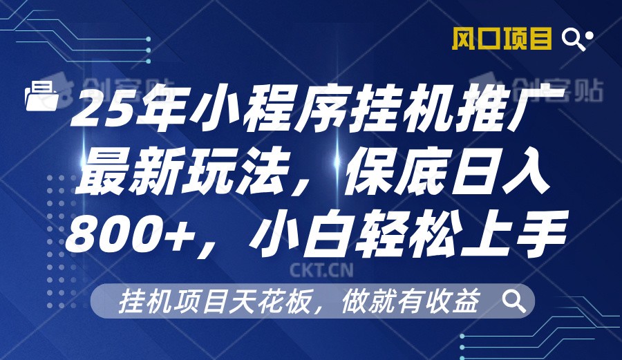 2025年小程序挂机推广最新玩法，保底日入800+，小白轻松上手-泱泱学习社