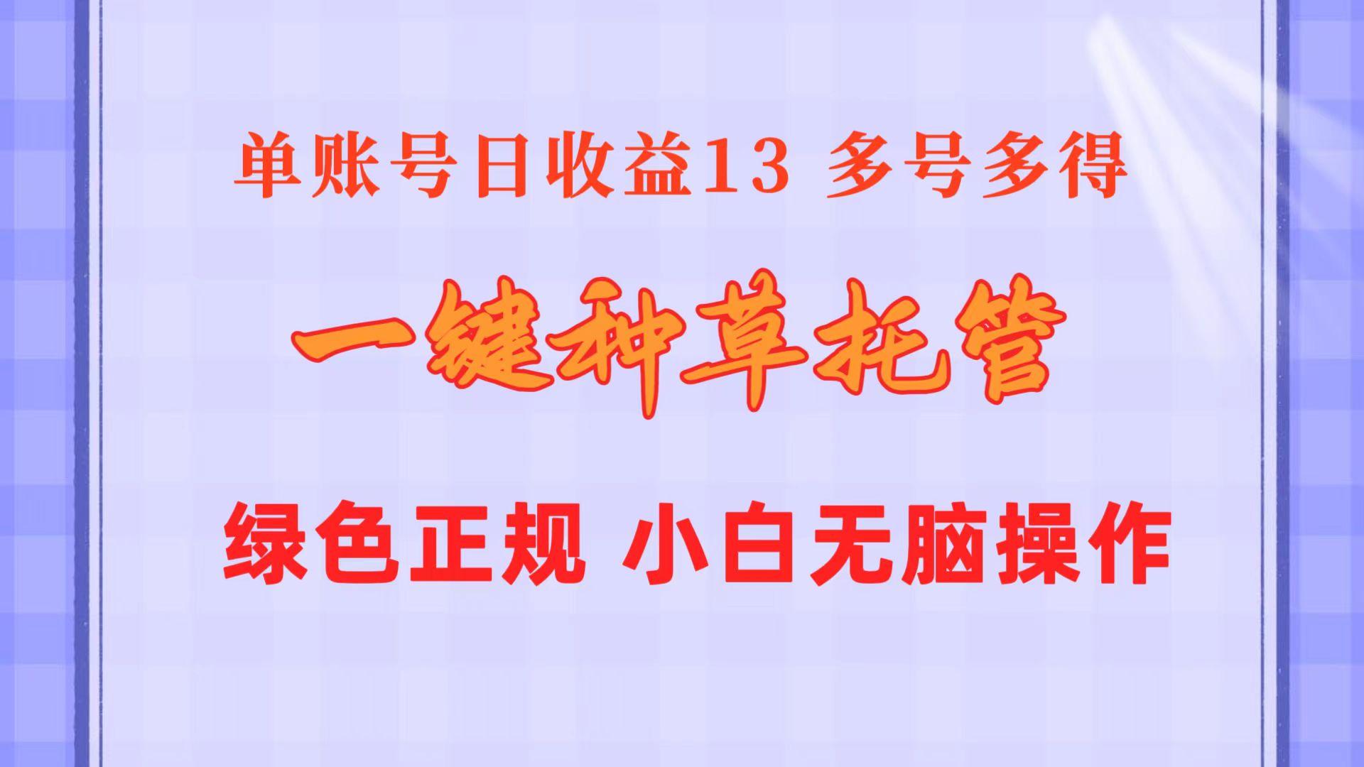 一键种草托管 单账号日收益13元  10个账号一天130  绿色稳定 可无限推广-泱泱学习社