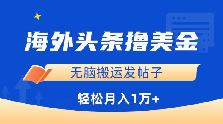 海外头条撸美金，无脑搬运发帖子，月入1万+，小白轻松掌握【揭秘】-泱泱学习社