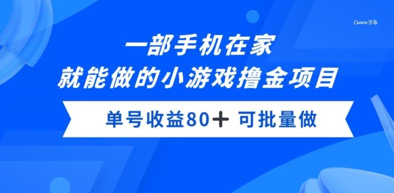 一部手机，在家就能做的小游戏撸金项目，单号收益80+-泱泱学习社