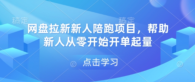 网盘拉新新人陪跑项目，帮助新人从零开始开单起量-泱泱学习社
