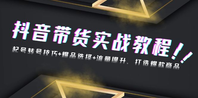 抖音带货实战教程：起号转号技巧+爆品选择+流量提升，打造爆款商品-泱泱学习社