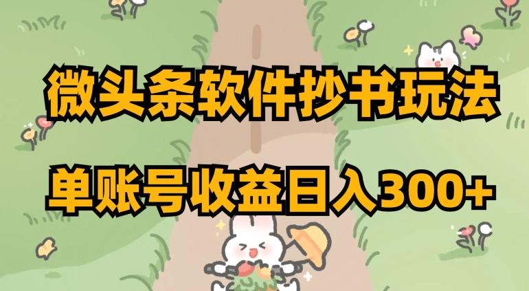 微头条软件抄书玩法，单账号收益日入300+【揭秘】-泱泱学习社
