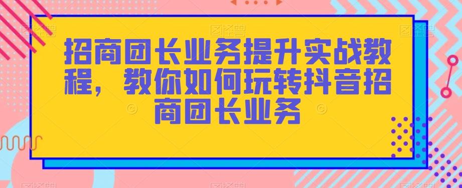 招商团长业务提升实战教程，教你如何玩转抖音招商团长业务-泱泱学习社