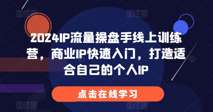 2024IP流量操盘手线上训练营，商业IP快速入门，打造适合自己的个人IP-泱泱学习社