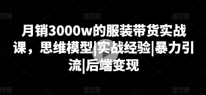 月销3000w的服装带货实战课，思维模型|实战经验|暴力引流|后端变现-泱泱学习社