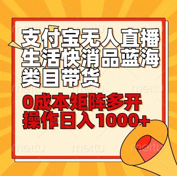 小白30分钟学会支付宝无人直播生活快消品蓝海类目带货，0成本矩阵多开操作日1000+收入-泱泱学习社