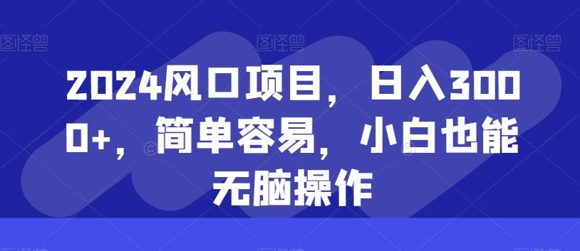 2024风口项目，日入3000+，简单容易，小白也能无脑操作-泱泱学习社