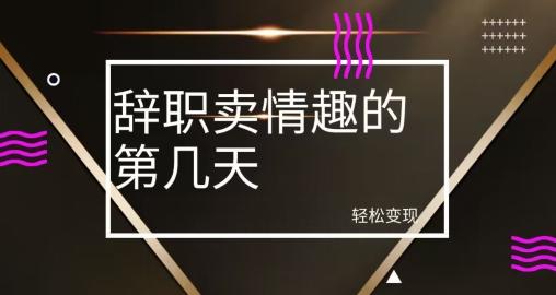 冷门赛道，辞职卖情趣的第几天，超暴力项目-泱泱学习社