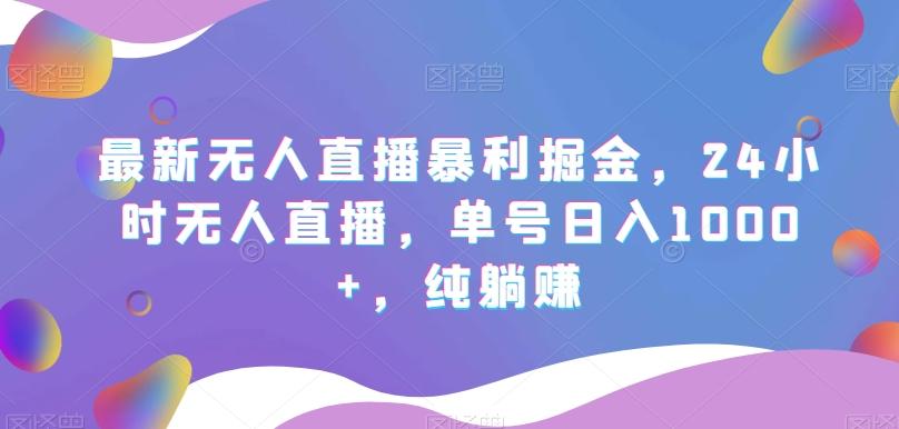最新无人直播暴利掘金，24小时无人直播，单号日入1000+，纯躺赚-泱泱学习社