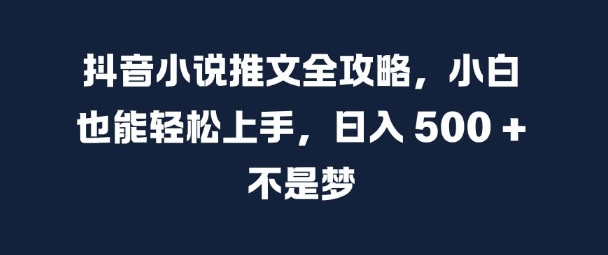 抖音小说推文全攻略，小白也能轻松上手，日入 5张+ 不是梦【揭秘】-泱泱学习社