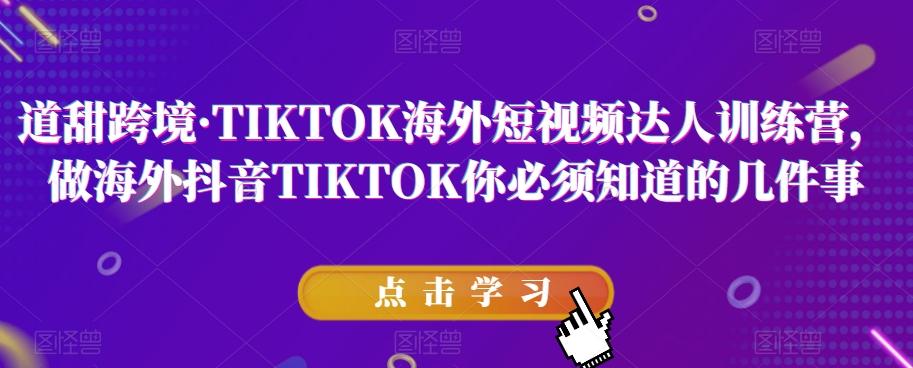 道甜跨境·TIKTOK海外短视频达人训练营，做海外抖音TIKTOK你必须知道的几件事-泱泱学习社