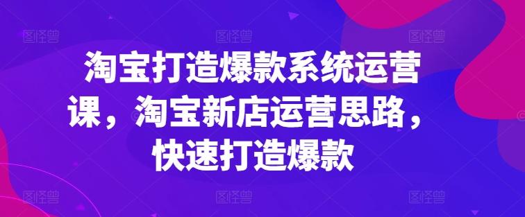 淘宝打造爆款系统运营课，淘宝新店运营思路，快速打造爆款-泱泱学习社