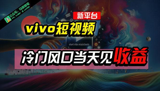 全新平台vivo短视频，新风口AI混剪无脑搬运，冷门风口当天见收益，7天…-泱泱学习社