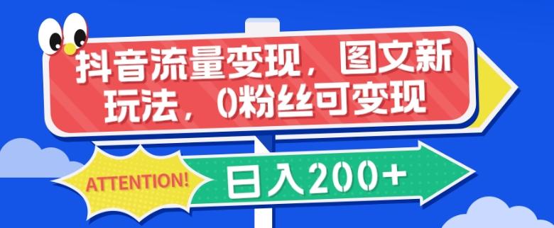 抖音流量变现，图文新玩法，0粉丝可变现，日入200+-泱泱学习社