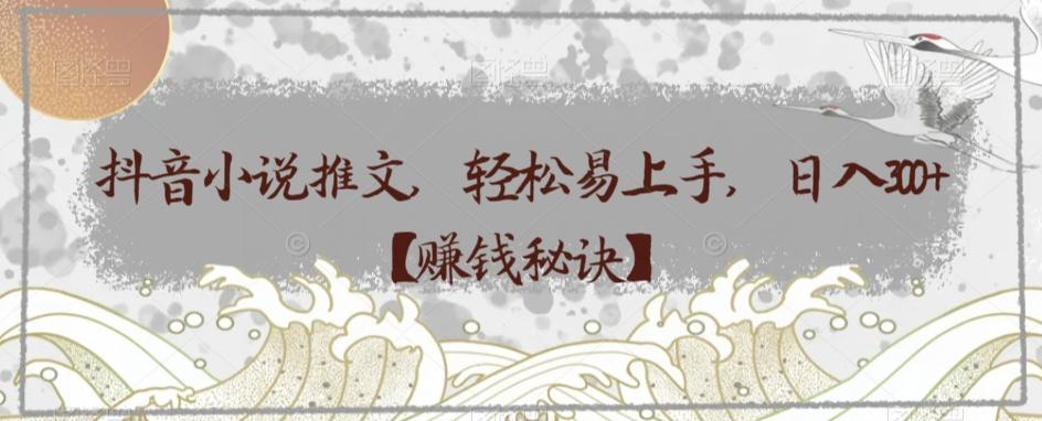 抖音小说推文，轻松易上手，日入300+【赚钱秘诀】-泱泱学习社