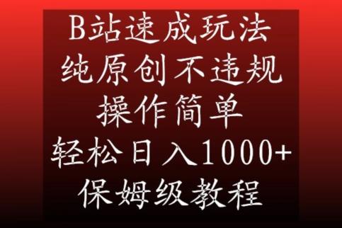 B站速成玩法，纯原创不违规，操作简单，轻松日入1000+，保姆级教程【揭秘】-泱泱学习社