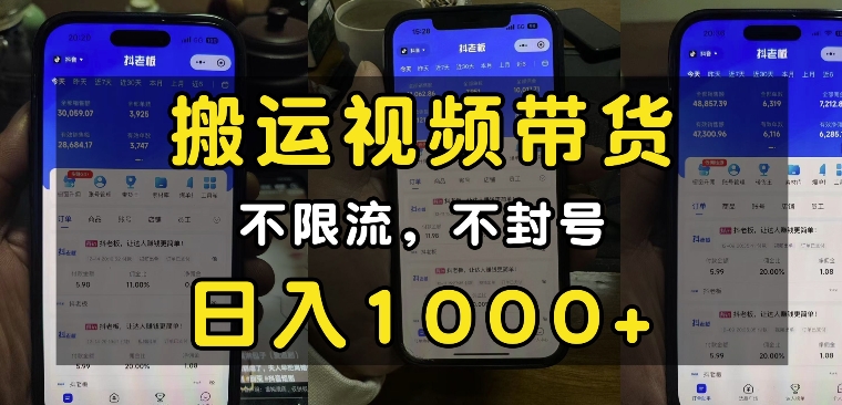 “小白必看”搬运视频带货玩法，不限流，不封号，纯自然流，日入1k-泱泱学习社