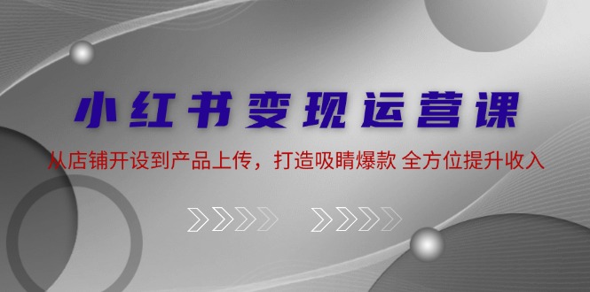小红书变现运营课：从店铺开设到产品上传，打造吸睛爆款 全方位提升收入-泱泱学习社