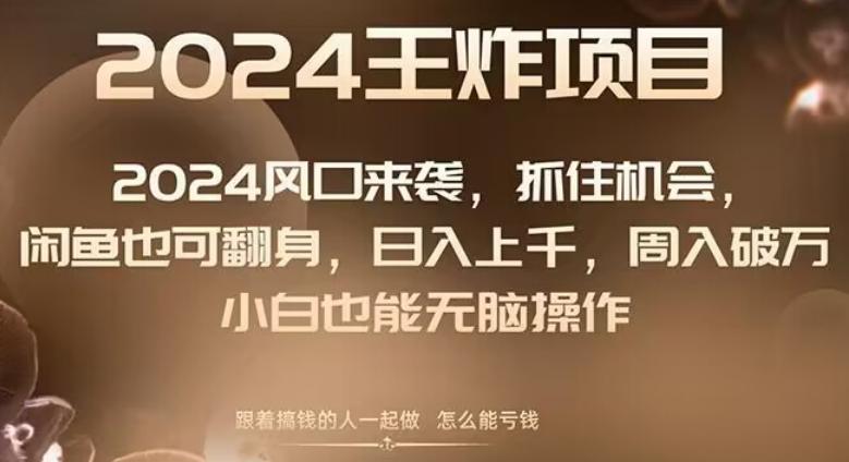 2024风口项目来袭，抓住机会，闲鱼也可翻身，日入上千，周入破万，小白也能无脑操作-泱泱学习社