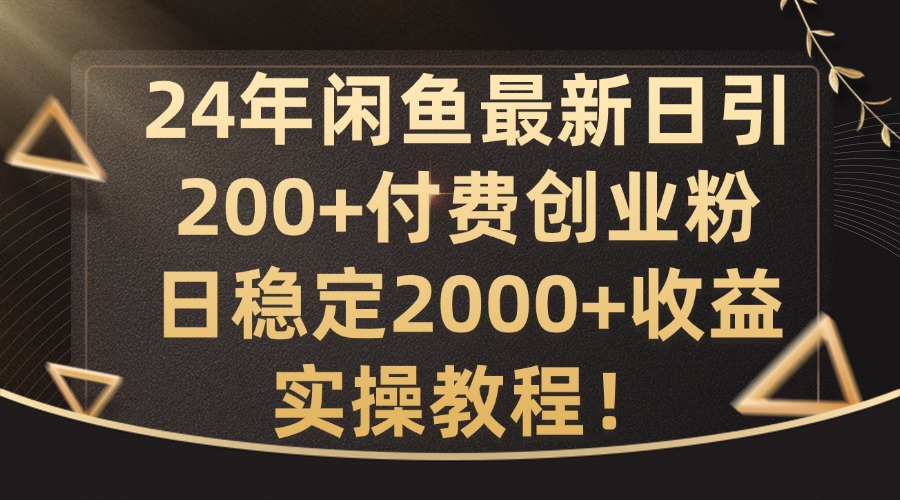 24年闲鱼最新日引200+付费创业粉日稳2000+收益，实操教程【揭秘】-泱泱学习社
