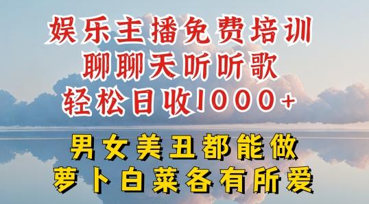 娱乐主播免费培训聊聊天听听歌轻松日收1K+，男女美丑都能做萝卜白菜各有所爱【揭秘】-泱泱学习社