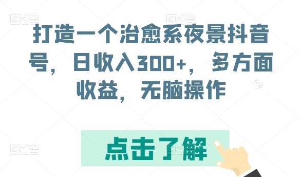 打造一个治愈系夜景抖音号，日收入300+，多方面收益，无脑操作【揭秘】-泱泱学习社