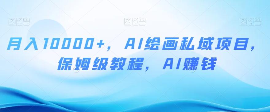 月入10000+，AI绘画私域项目，保姆级教程，AI赚钱【揭秘】-泱泱学习社