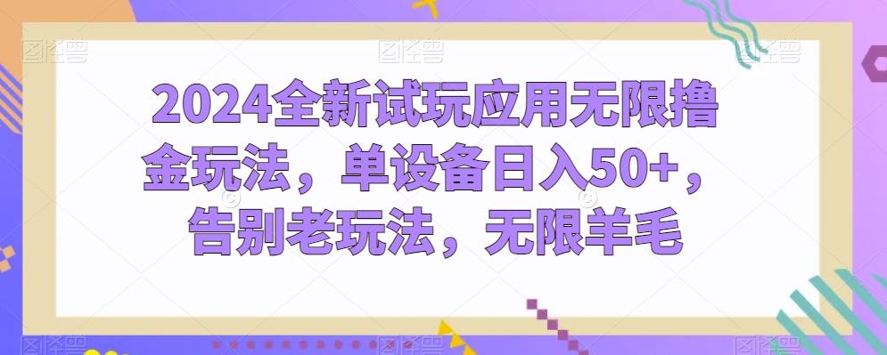 2024全新试玩应用无限撸金玩法，单设备日入50+，告别老玩法，无限羊毛【揭秘】-泱泱学习社