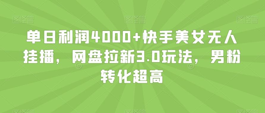 单日利润4000+快手美女无人挂播，网盘拉新3.0玩法，男粉转化超高【揭秘】-泱泱学习社