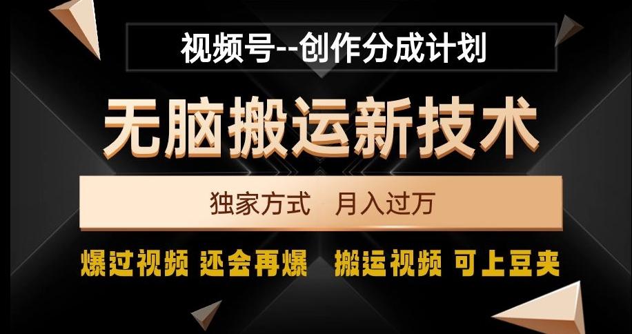 视频号无脑搬运新技术，破原创壕流量，独家方式，爆过视频，还会再爆【揭秘】-泱泱学习社
