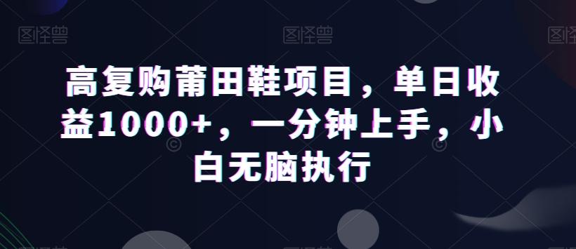 高复购莆田鞋项目，单日收益1000+，一分钟上手，小白无脑执行-泱泱学习社