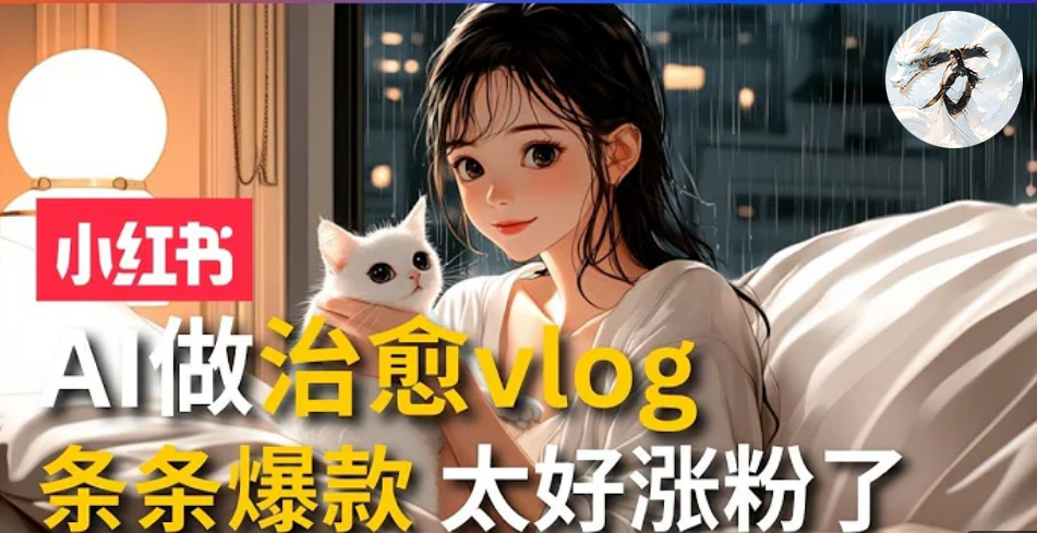 AI治愈系vlog动画视频，小红书1个月轻松涨粉破万，商单报价1500+日入2000+-泱泱学习社