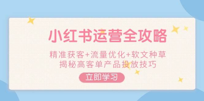 小红书运营全攻略，精准获客+流量优化+软文种草，揭秘高客单产品投放技巧-泱泱学习社