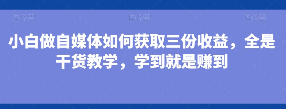 小白做自媒体如何获取三份收益，全是干货教学，学到就是赚到-泱泱学习社