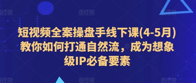 短视频全案操盘手线下课(4-5月)教你如何打通自然流，成为想象级IP必备要素-泱泱学习社