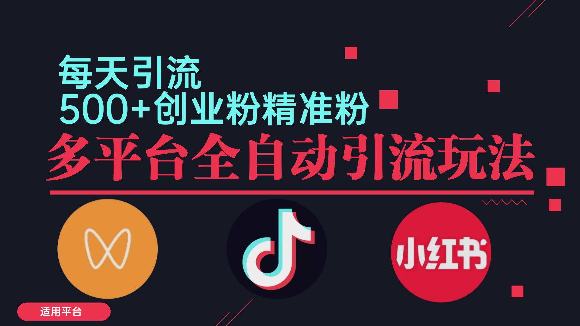 小红书抖音视频号截流自热全平台引流打法，全自动引流【日引2000+精准…-泱泱学习社