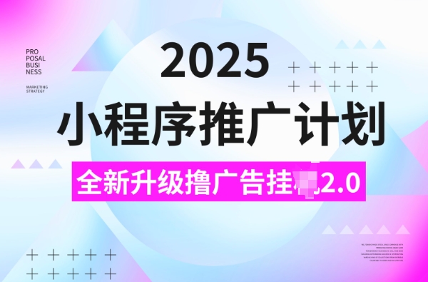 2025小程序推广计划，撸广告挂JI3.0玩法，日均5张【揭秘】-泱泱学习社
