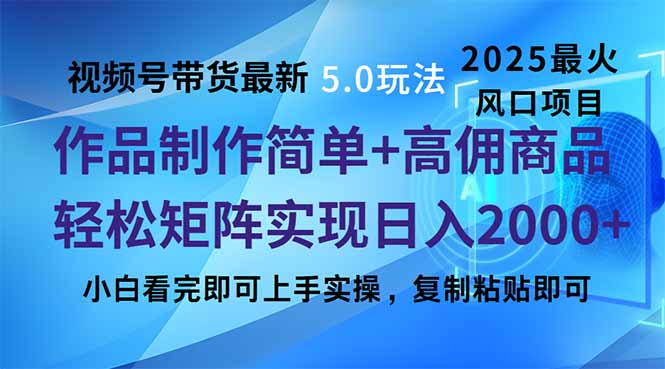视频号带货最新5.0玩法，作品制作简单，当天起号，复制粘贴，轻松矩阵…-泱泱学习社