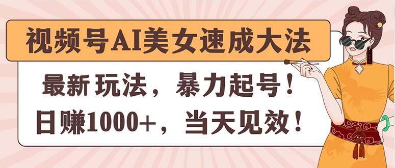 视频号AI美女速成大法，暴力起号，日赚1000+，当天见效-泱泱学习社