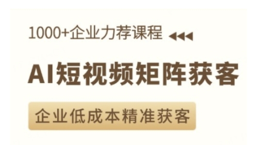 AI短视频矩阵获客实操课，企业低成本精准获客-泱泱学习社