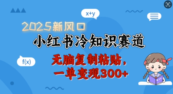 2025新风口，小红书冷知识赛道，无脑复制粘贴，一单变现300+-泱泱学习社