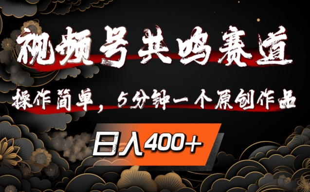 视频号共鸣赛道，操作简单，5分钟1个原创作品，日入几张【揭秘】-泱泱学习社