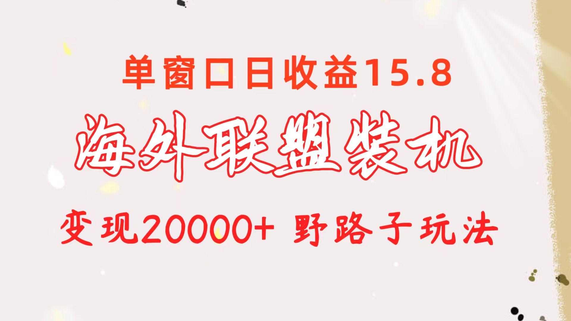 海外联盟装机 单窗口日收益15.8  变现20000+ 野路子玩法-泱泱学习社
