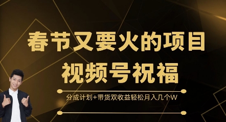 春节又要火的项目视频号祝福，分成计划+带货双收益，轻松月入几个W【揭秘】-泱泱学习社