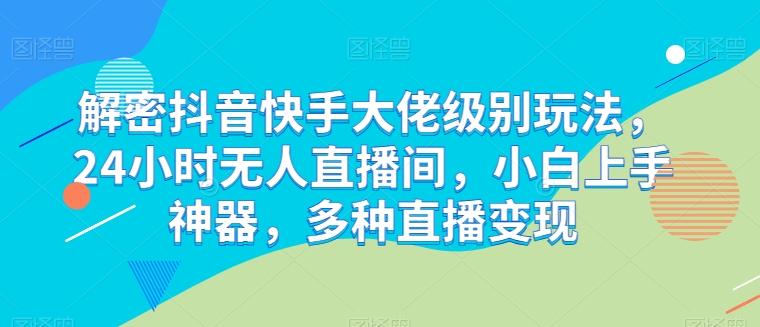 解密抖音快手大佬级别玩法，24小时无人直播间，小白上手神器，多种直播变现【揭秘】-泱泱学习社