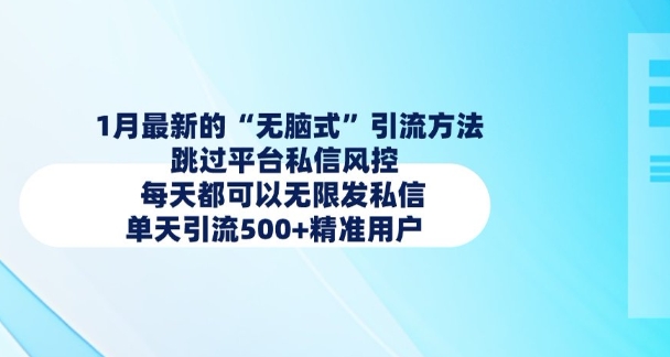 1月最新的无脑式引流方法，跳过平台私信风控，每天都可以无限发私信，单天引流500+精准用户-泱泱学习社