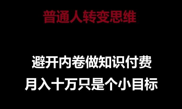 普通人转变思维，避开内卷做知识付费，月入十万只是一个小目标【揭秘】-泱泱学习社