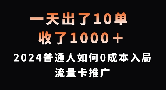 一天出了10单，收了1000+，2024普通人如何0成本入局流量卡推广【揭秘】-泱泱学习社